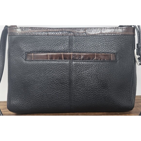 Brighton Womens Leather Crossbody Bag Wallet Organizer Purse Black Brown Charm - Picture 2 of 13